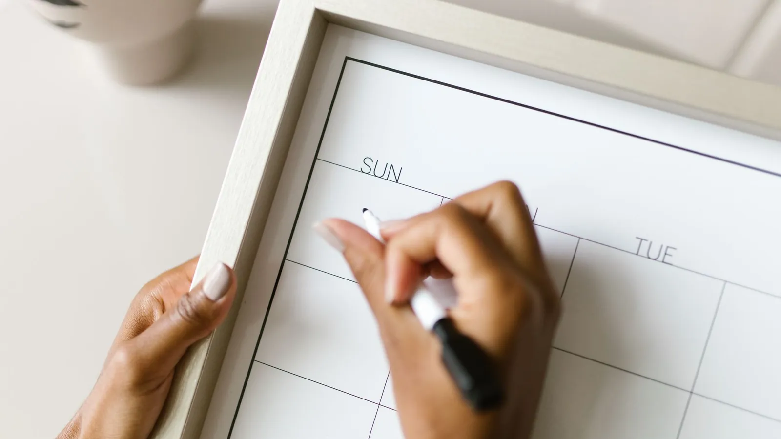 A calendar on a wall